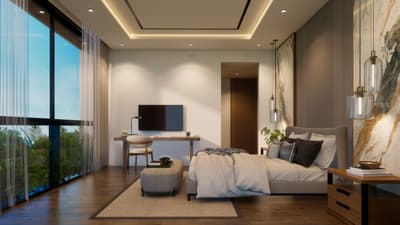 Rooftop Penthouse Living, Bedroom & Bathroom